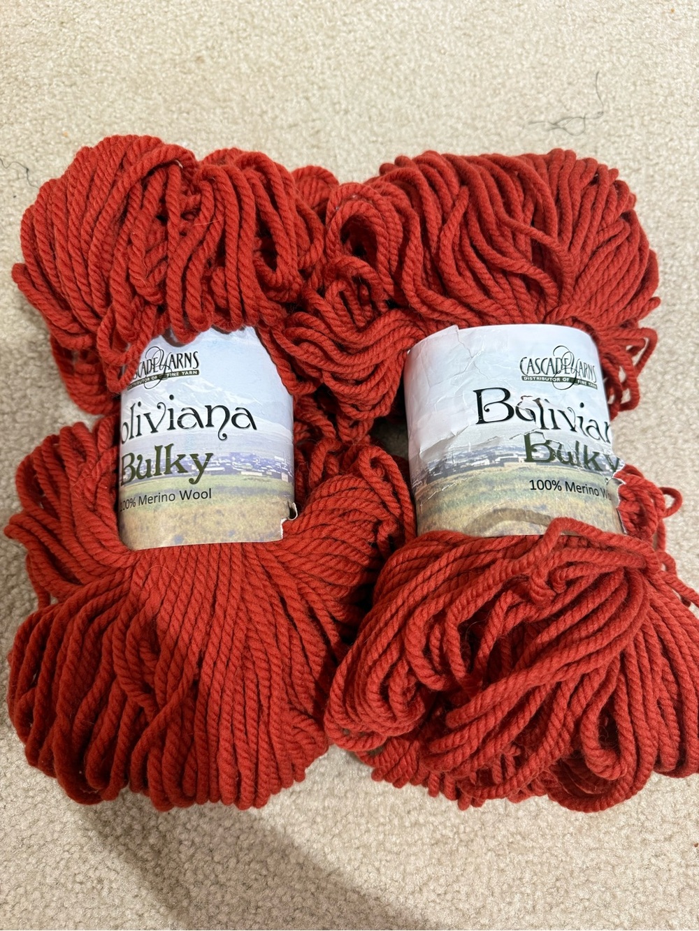 Cascade Yarns Boliviana Bulky Burnt Orange 100% Merino Wool 7.05 oz/ 175 yrds